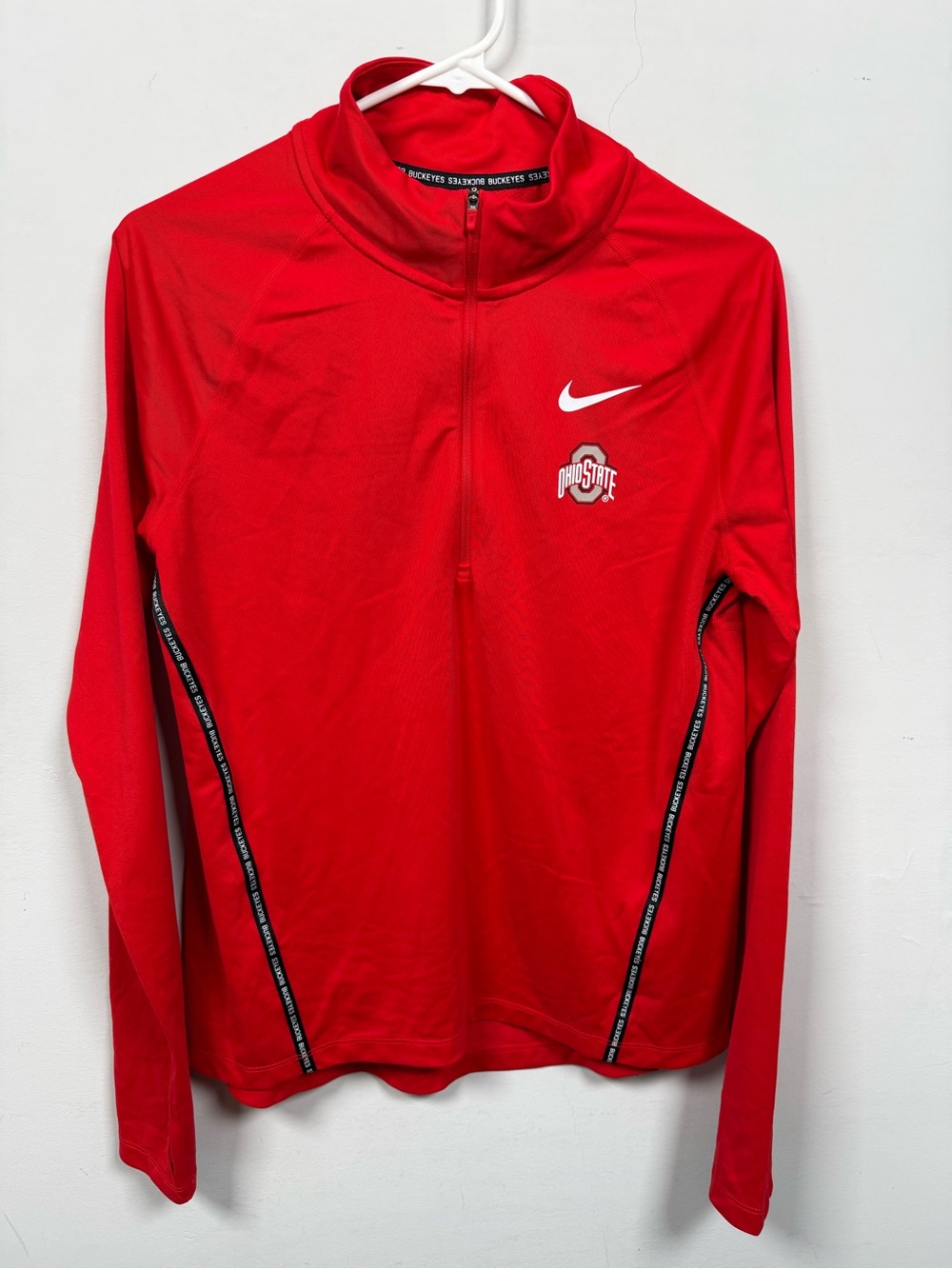 Nike Ohio State Buckeyes Dri-FIT Half Zip Pullover Red Tape Detail Medium